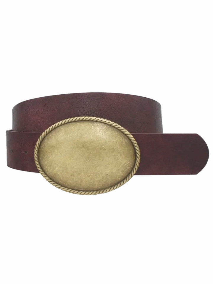 Savannah Trail Western Faux Leather Oval Buckle Belt