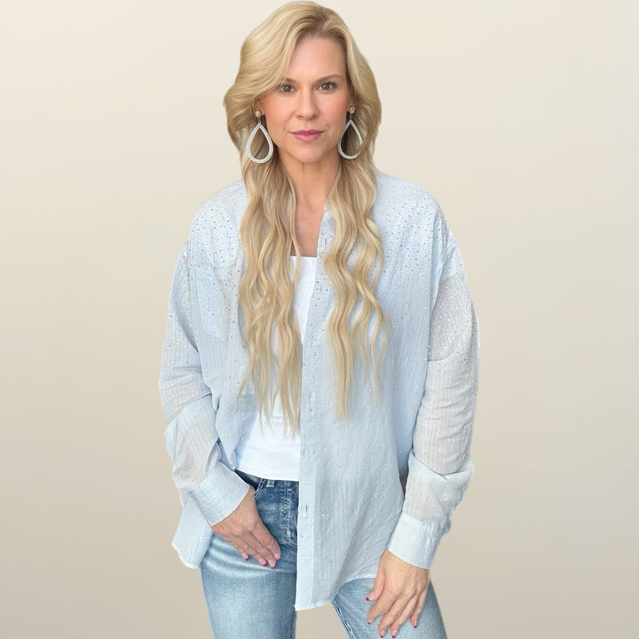 Blue Diamond Button Down - Salt and Grace Boutique