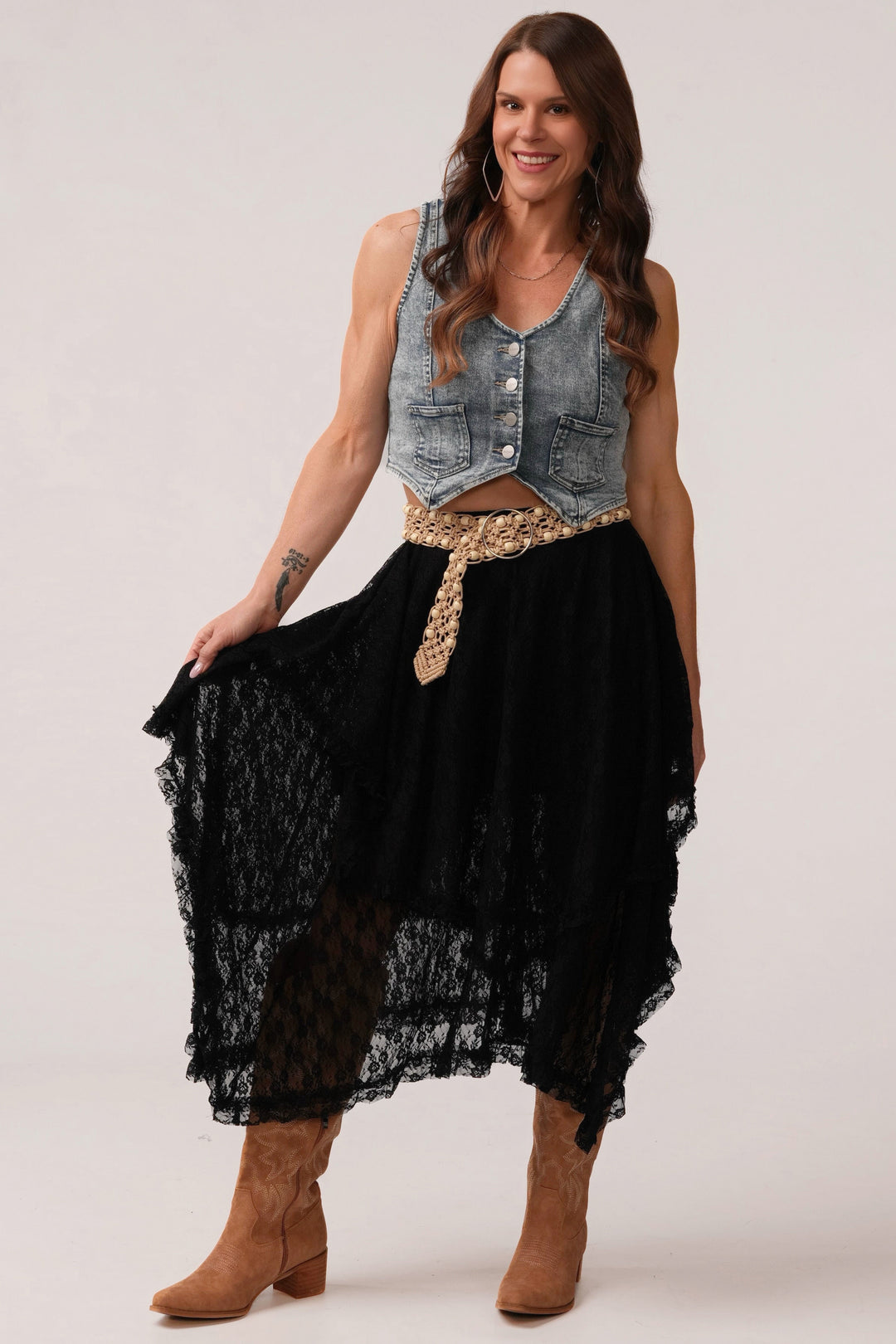 Keep it Country Lace Tiered Midi Skirt