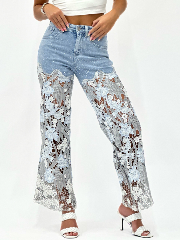 Caroline High Rise Lace Jeans