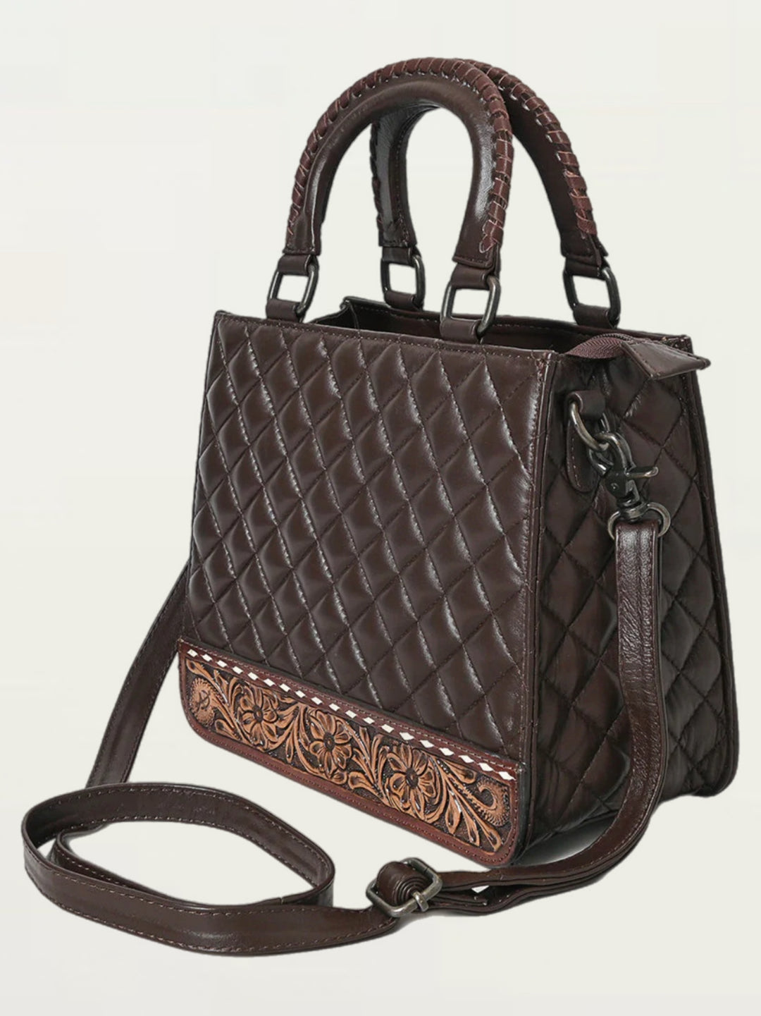 Chocolate Quilted Leather Handbag
