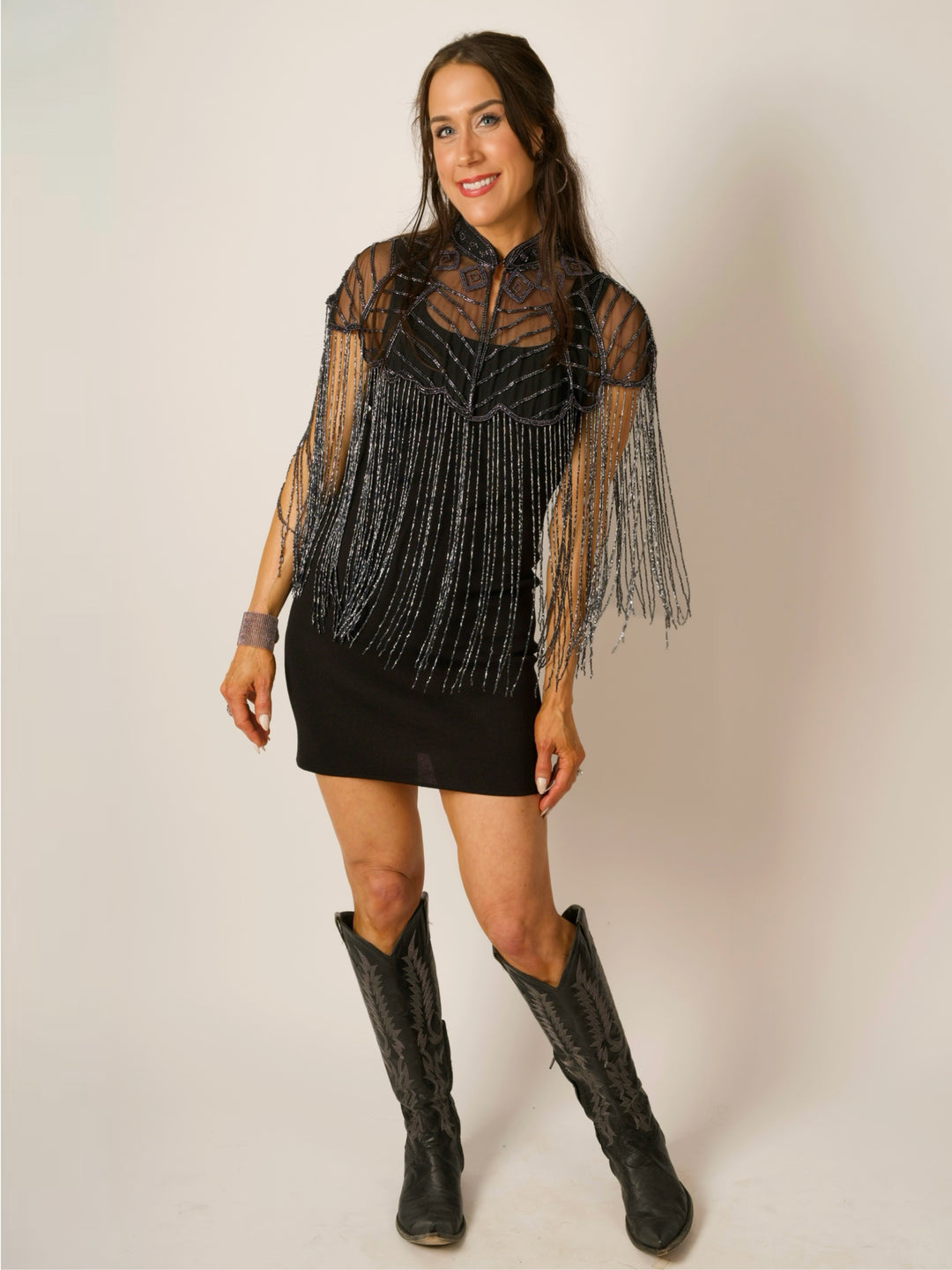 Gun Metal Beaded Cape