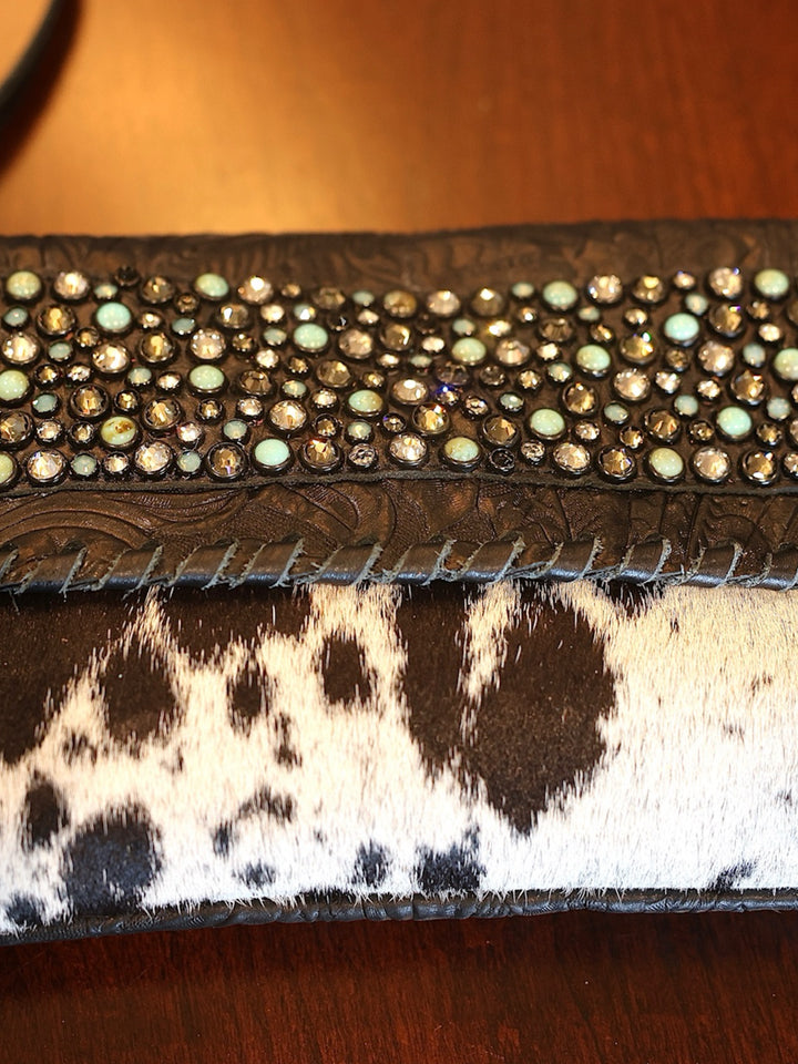 Kurtman 3 Way Crossbody Cowhide Turquoise Pearl Purse