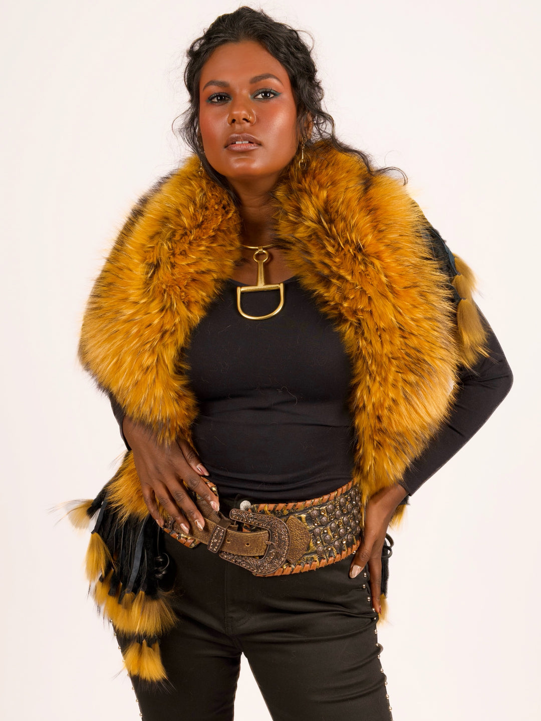Golden Raccoon Fur Collar