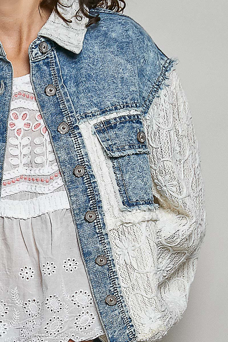 POL Dreamy Denim Lace Jacket