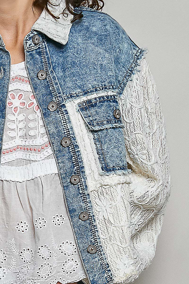 POL Dreamy Denim Lace Jacket