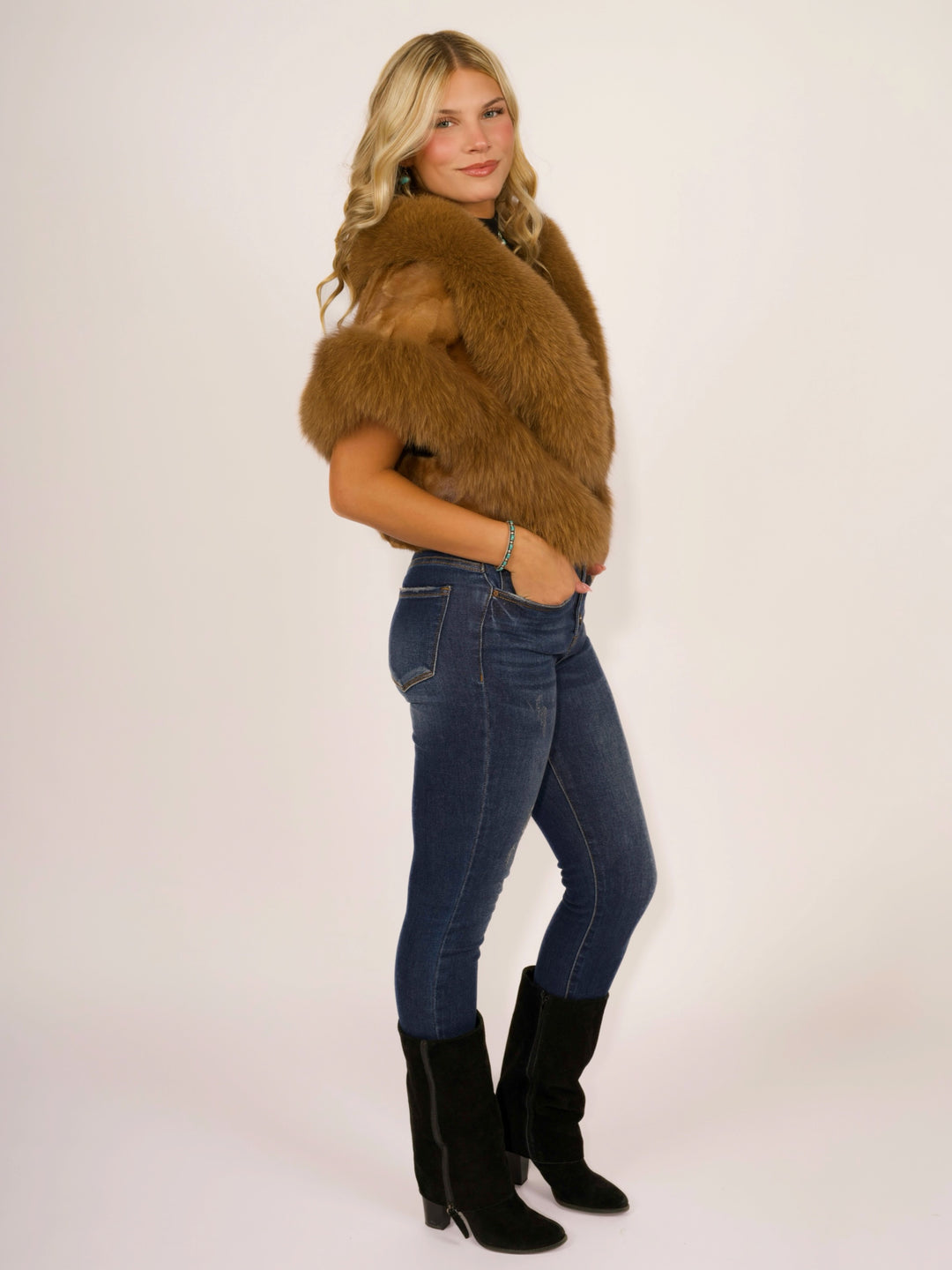 Premium Whiskey Mink & Fox Fur Cape