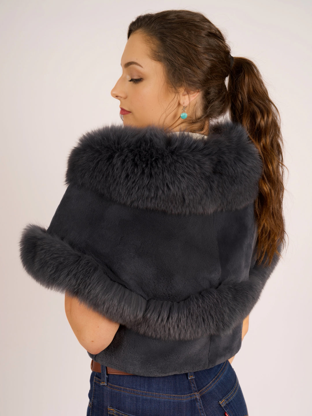 Premium Rabbit & Fox Fur Cape