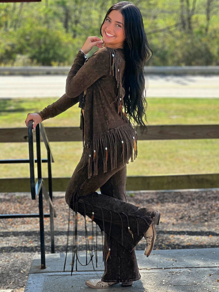 Fringe & Feather Mineral Wash Western Leggings