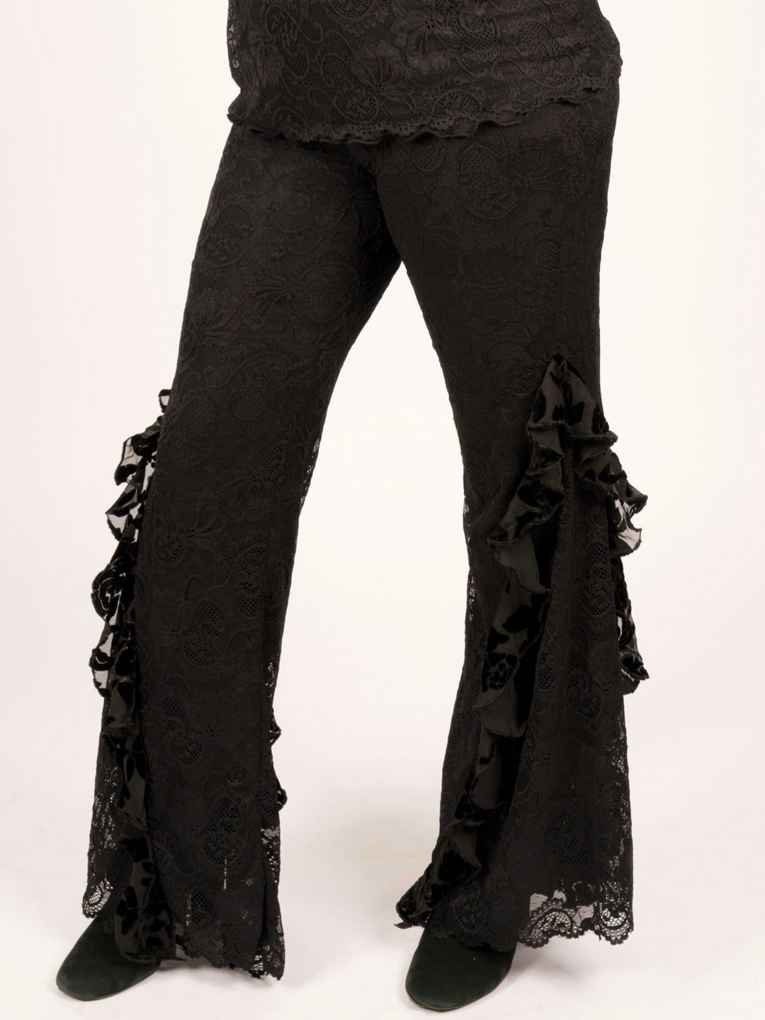 Pat Dahnke Luxury Black Lace Flare Leg Leggings