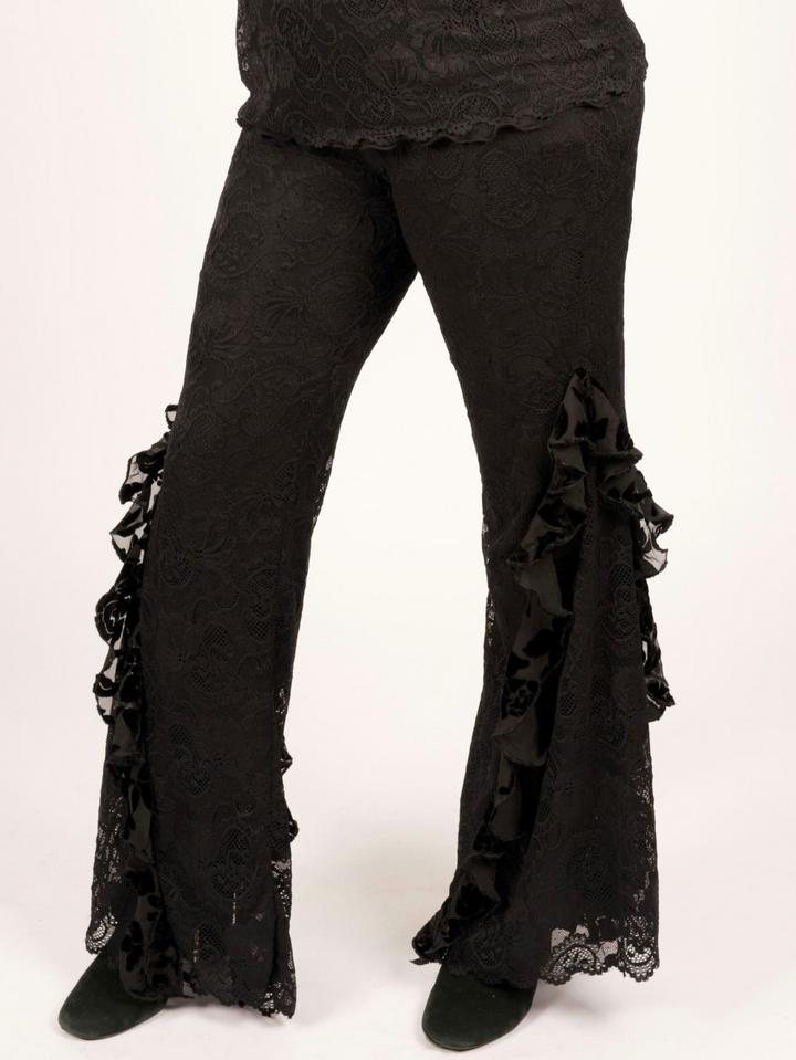 Pat Dahnke Luxury Black Lace Flare Leg Leggings