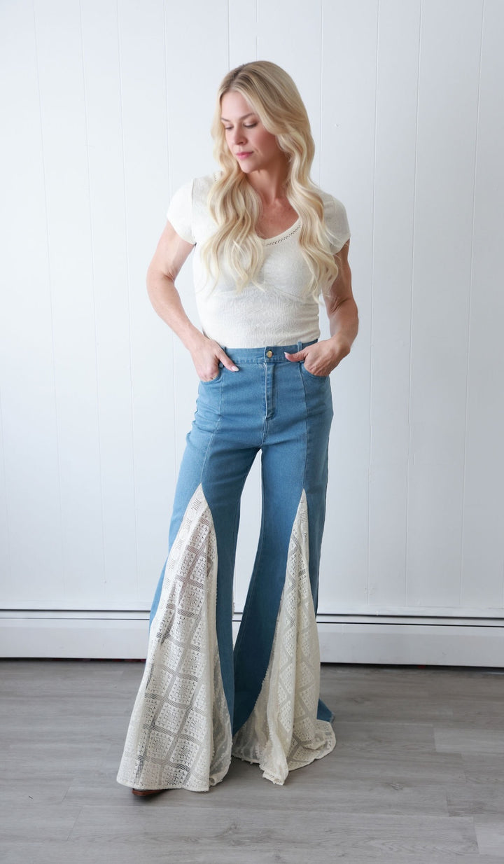 Boho Lace Flare Jeans