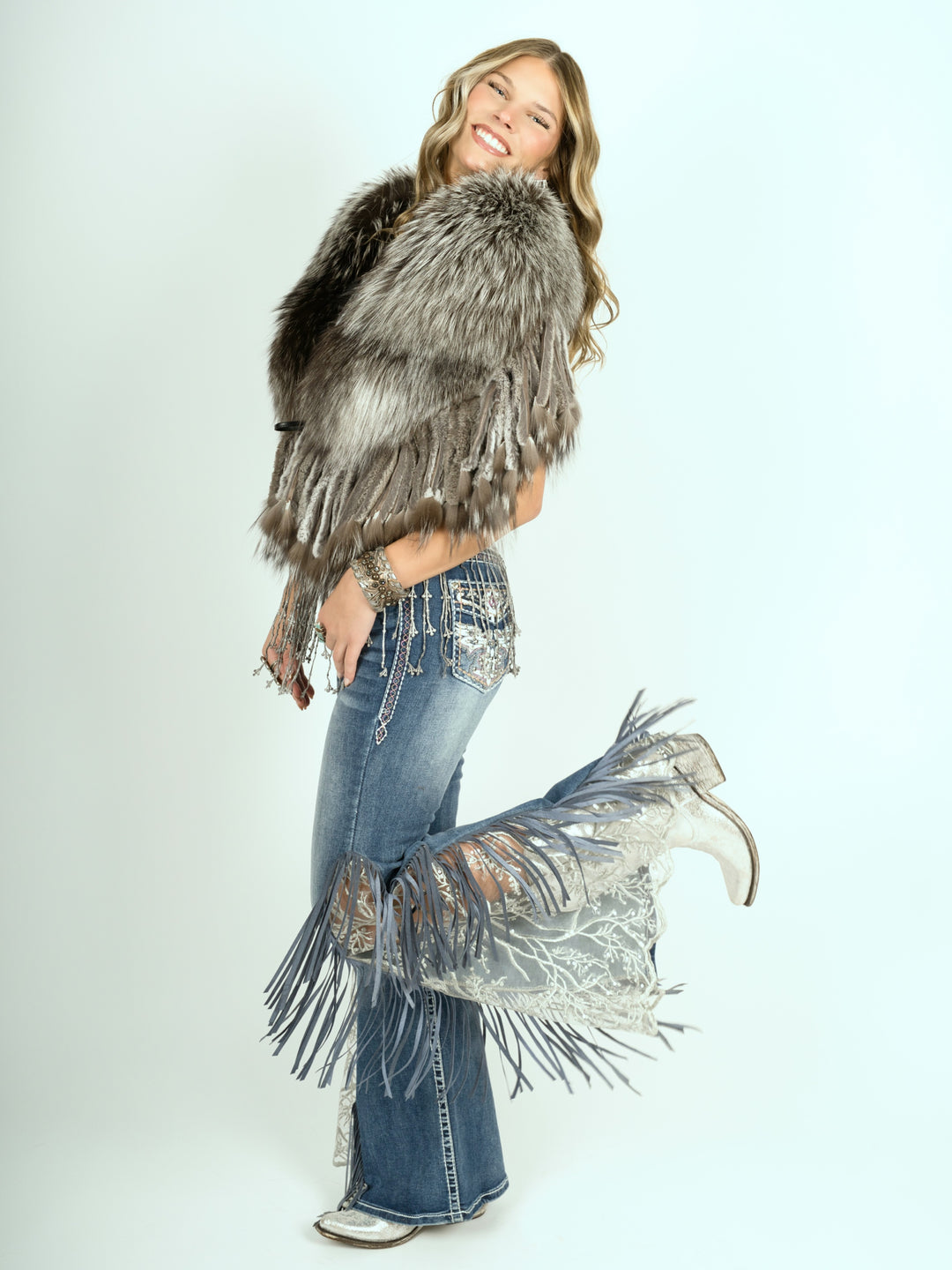 Silver Fox Finge Fur Collar