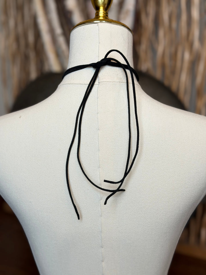Black Stone Western Concho Choker Necklace
