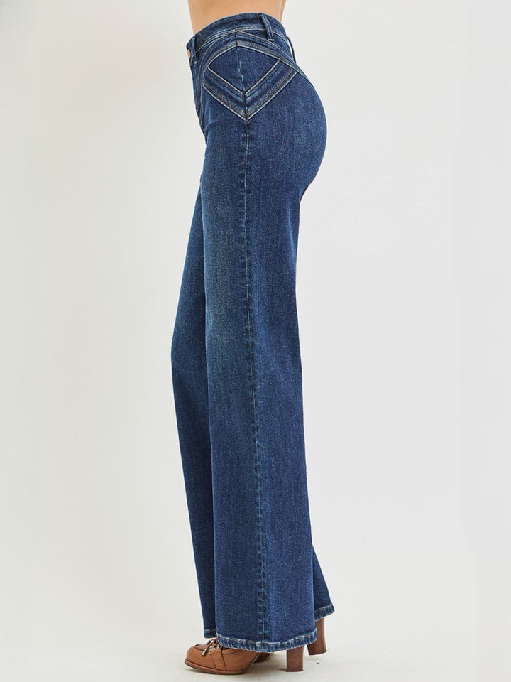 Risen Western Yoke HR Wide Leg Jeans