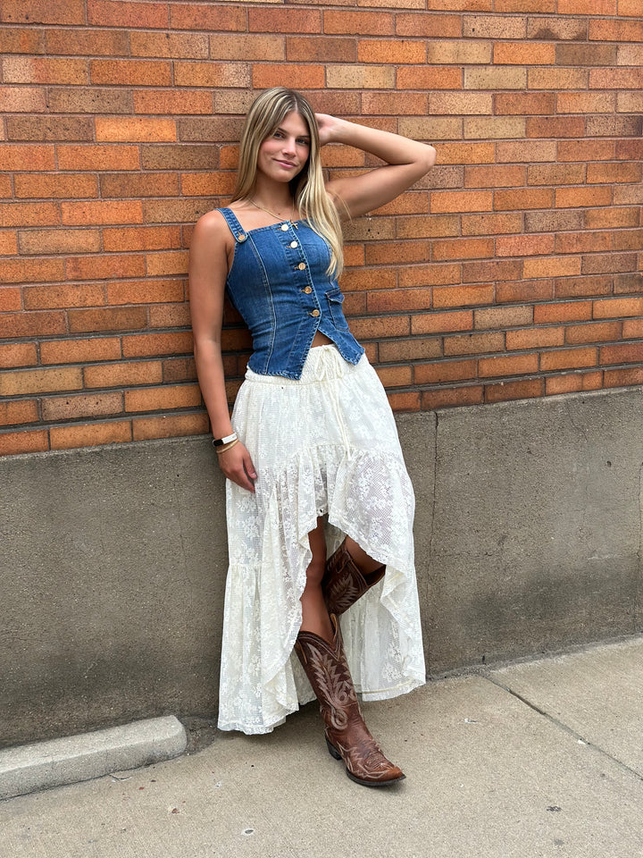 Denim Button Down Corset Tank