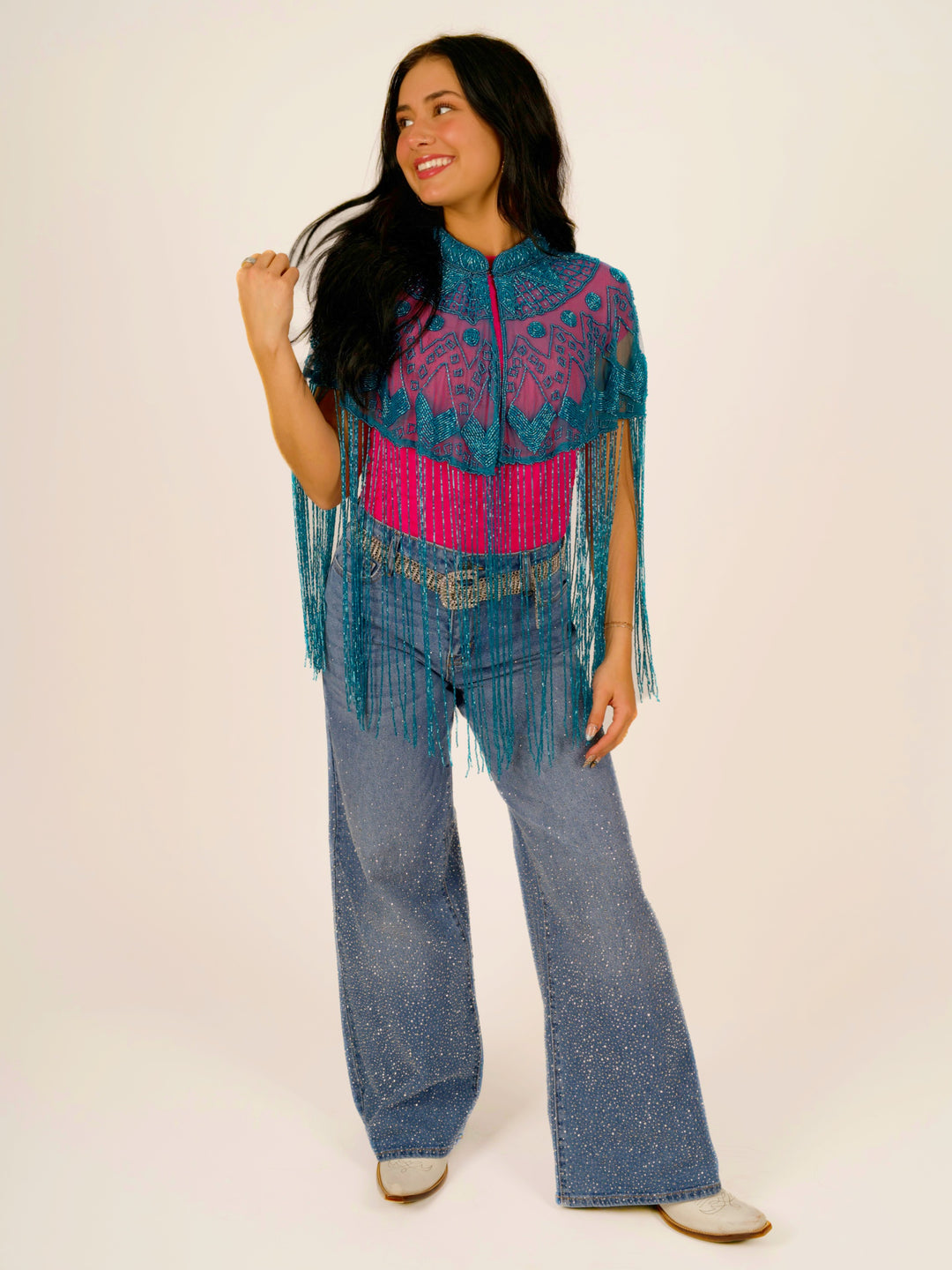 Turquoise Beaded Cape