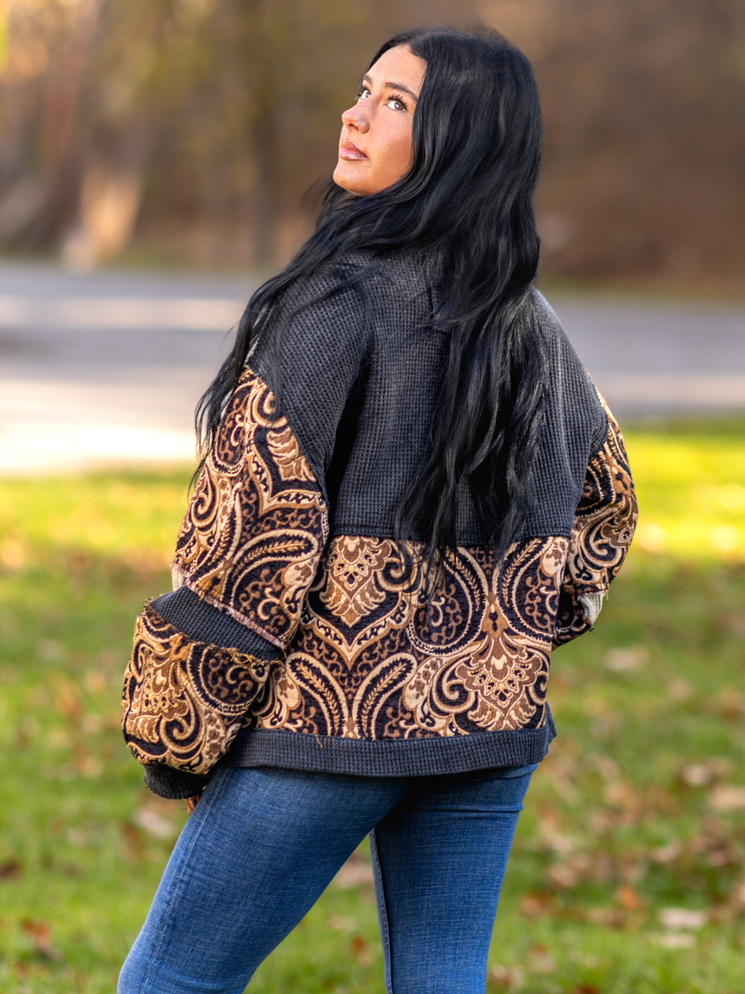 POL Vintage Boho Balloon Sleeve Oversized Jacket