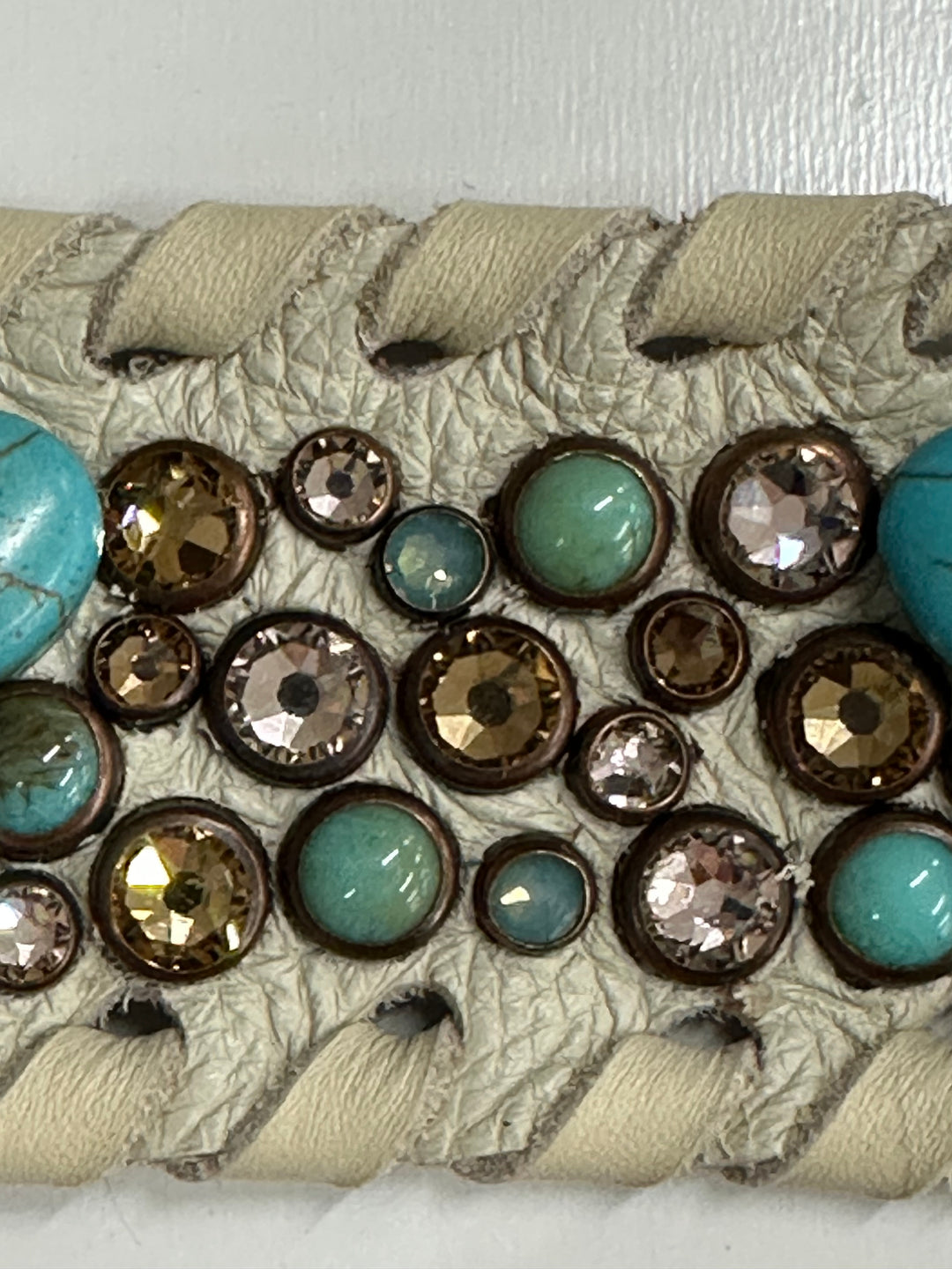 Bone Turquoise Butterfly Crystal Cuff Bracelet