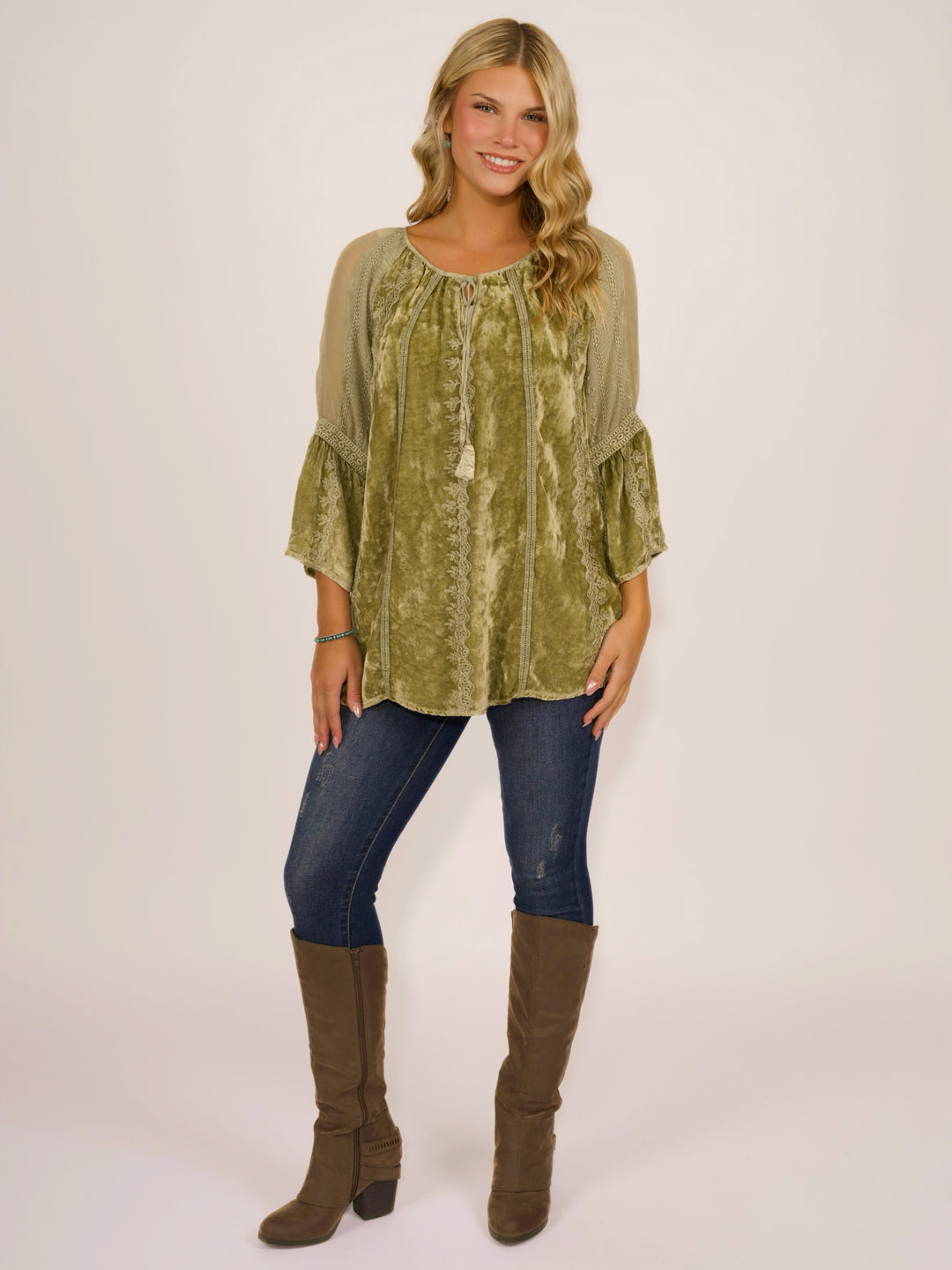 Boho Velvet Peasant Blouse
