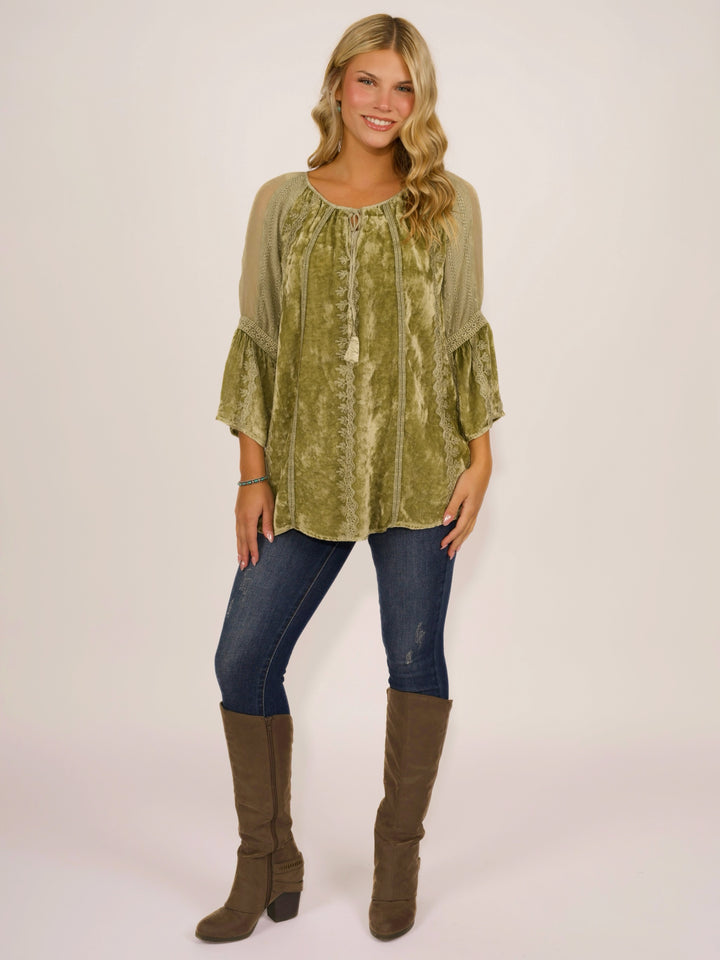 Boho Velvet Peasant Blouse