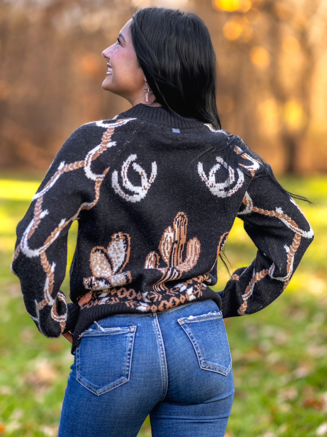 Rodeo Rider Embroidered Zip Up Sweater