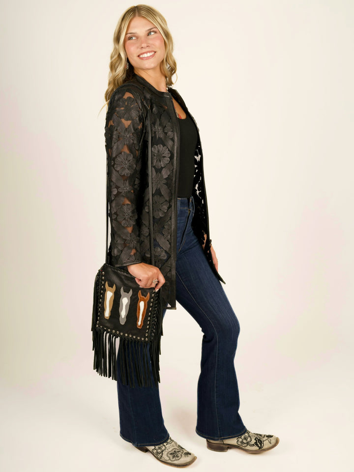 Kurtmen Pony Land Black Leather Crossbody