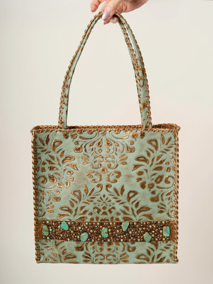 Kurtmen Turquoise Galaxy Tall Box Tote Bag