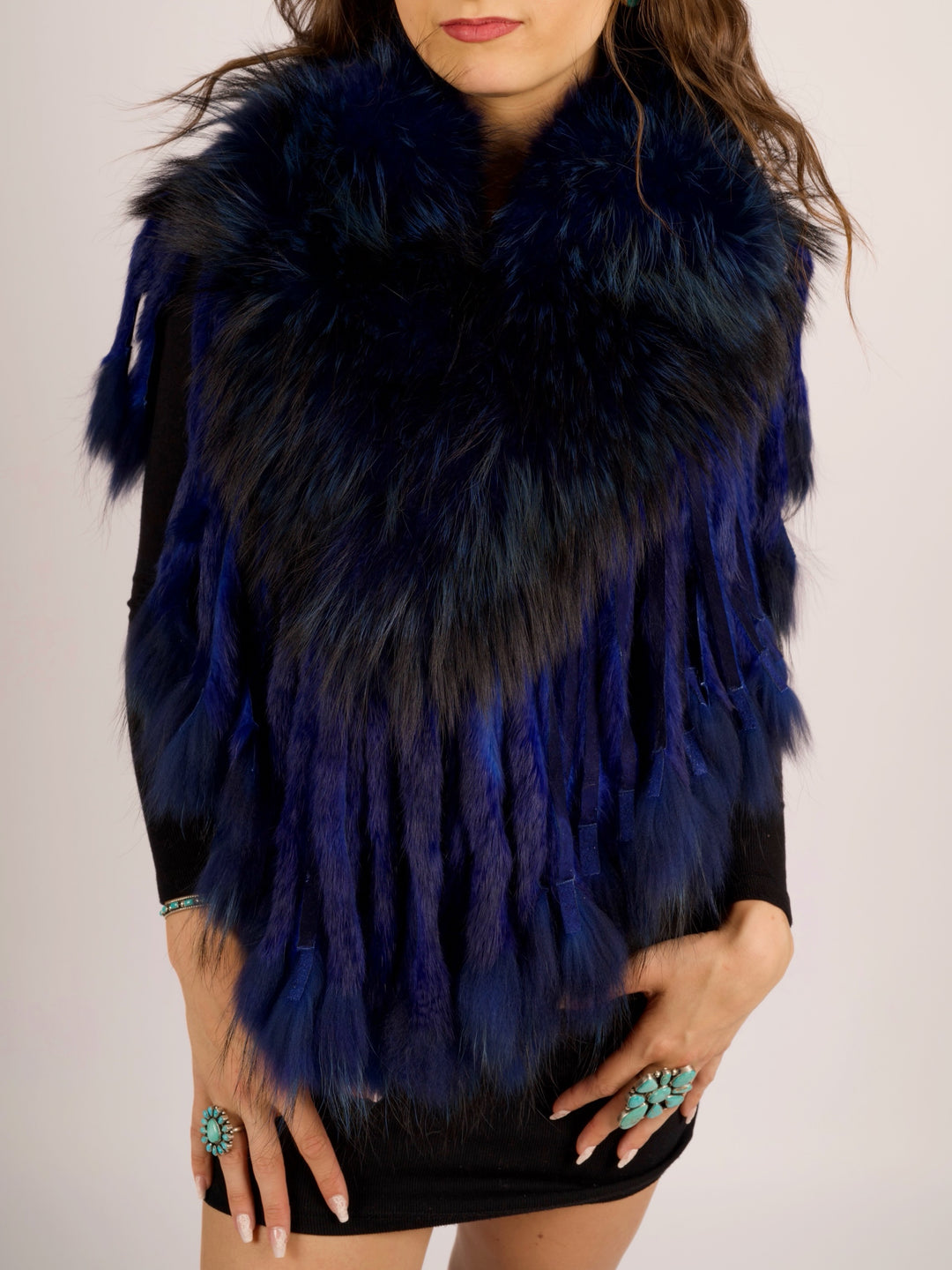 Royal Blue Raccoon Fur Collar