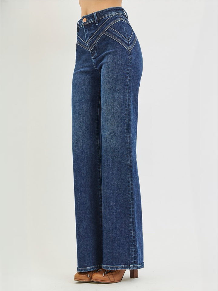 Risen Western Yoke HR Wide Leg Jeans