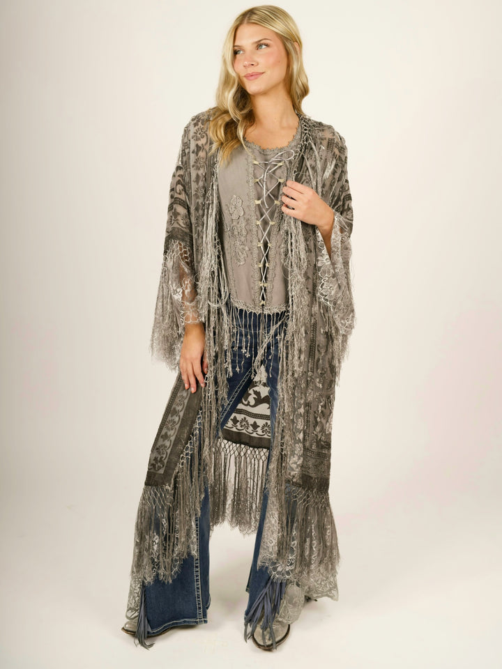 Stevie Nicks Burnout Velvet & Lace Duster