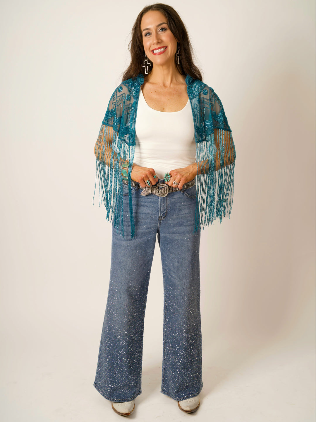 Turquoise Beaded Cape