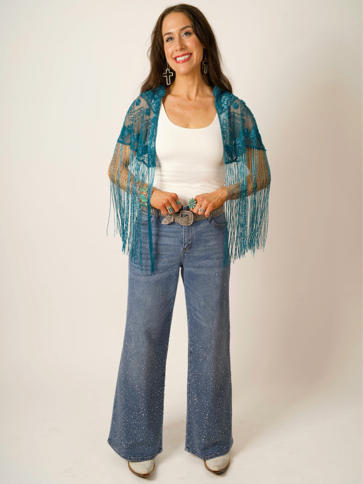 Turquoise Beaded Cape
