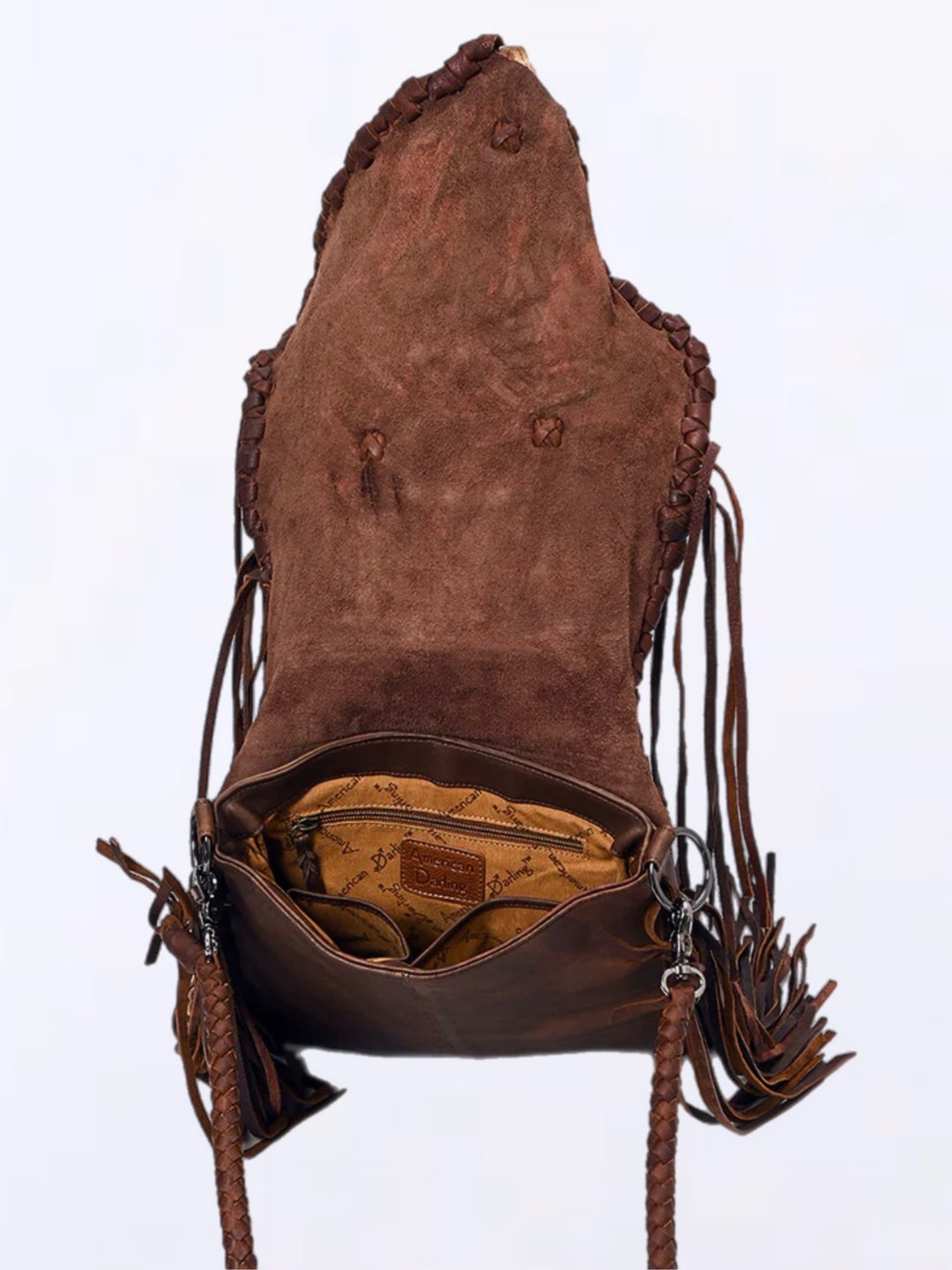 Western Concho Leather Fringe Messanger Crossbody Purse