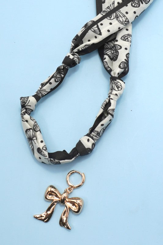 Interchangeable Bow Charm Scarf Necklace