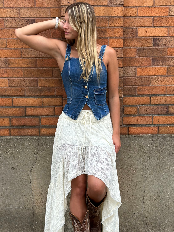 Denim Button Down Corset Tank