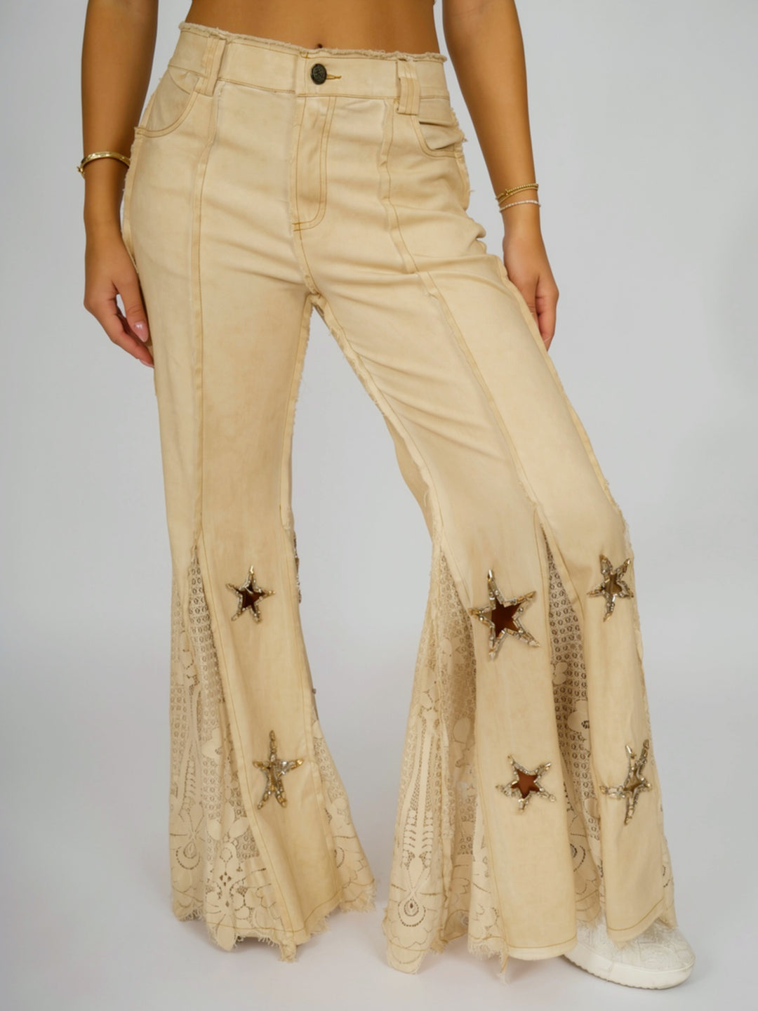 Boho Glam Rhinestone Star Flare Pants