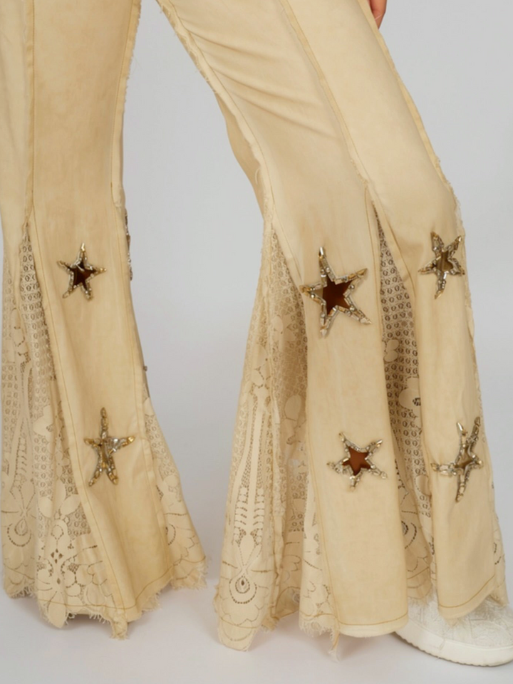 Boho Glam Rhinestone Star Flare Pants