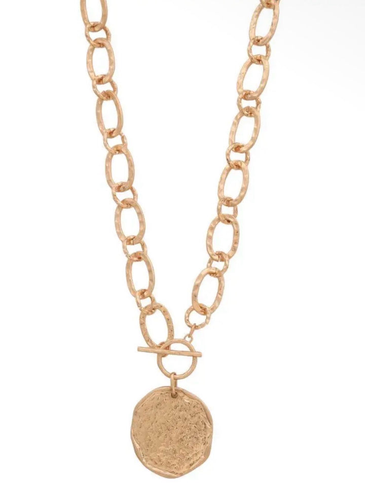 Hammered Coin Pendant Necklace