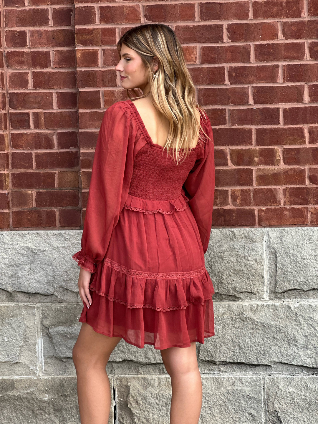 boho tiered mini dress Women's Devore Tiered Boho Mini Dress, Rose
