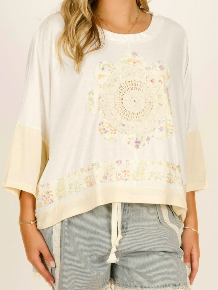 Vintage Soul Boho Chic Embroidered Short Sleeve Top