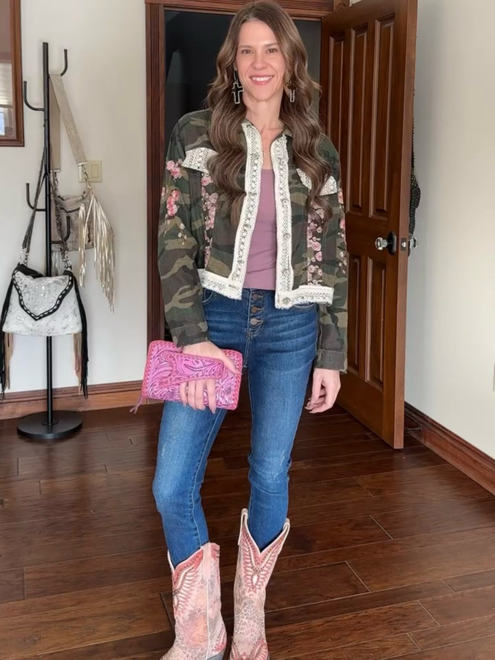 POL Vintage Floral Camo Jacket