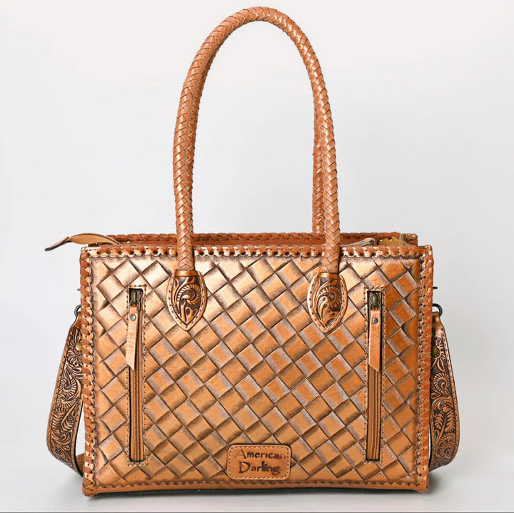 Golden Girl Tooled Leather Tote Bag