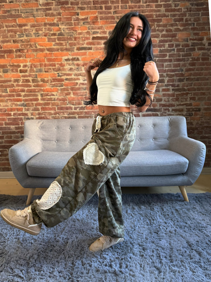 POL Relaxed Fit Boho Camo Jogger Pants