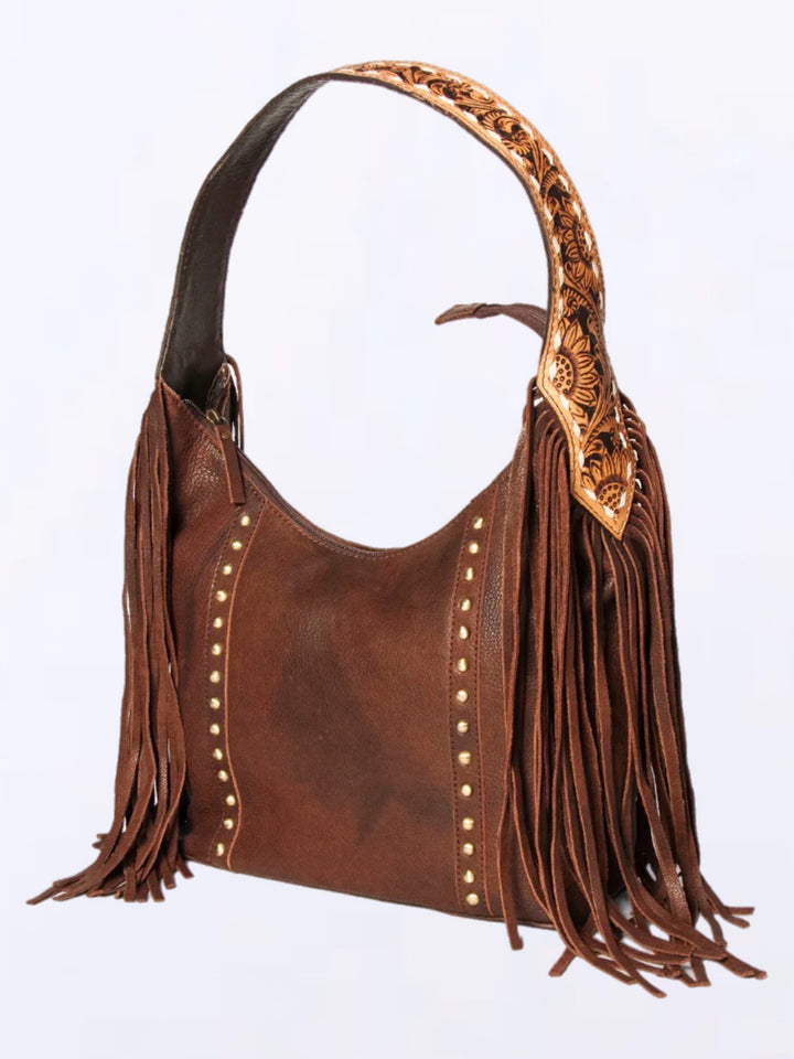 Premium Hand-Tooled American Darling Leather Hobo Bag