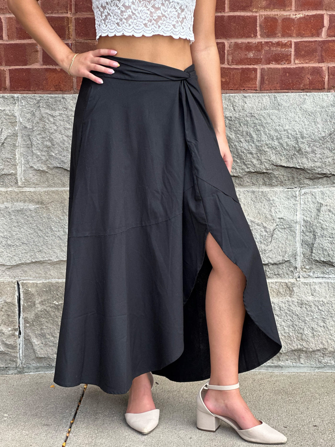 Wrap and Go Faux Wrap Maxi Skirt