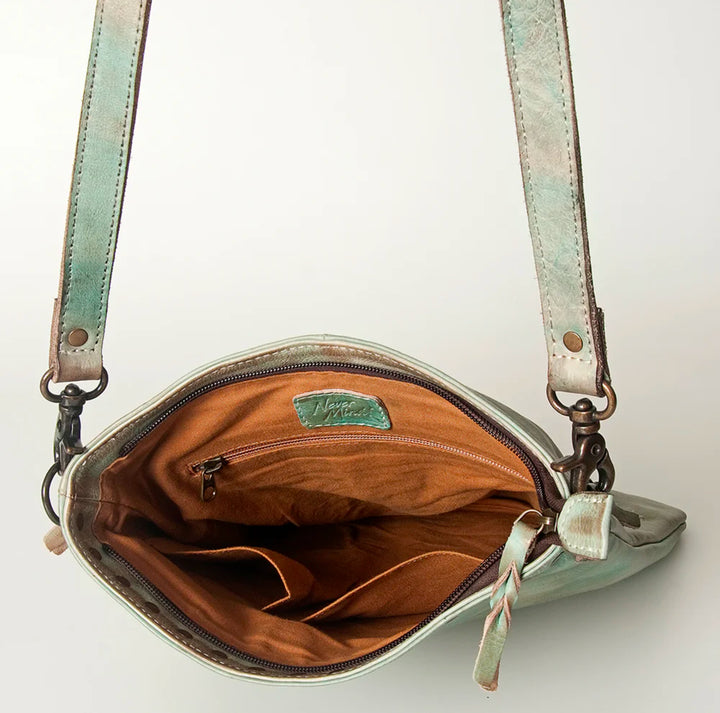 Amelia’s Aqua Leather Crossbody Purse