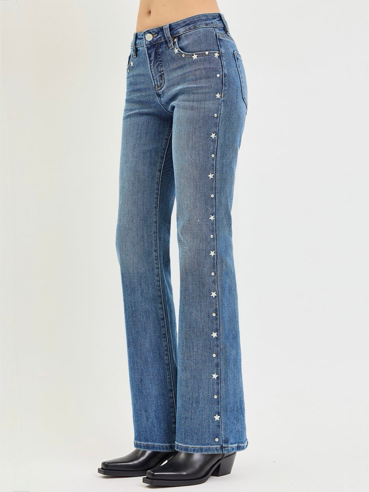 Risen Tummy Control Star Studded Bootcut Jeans