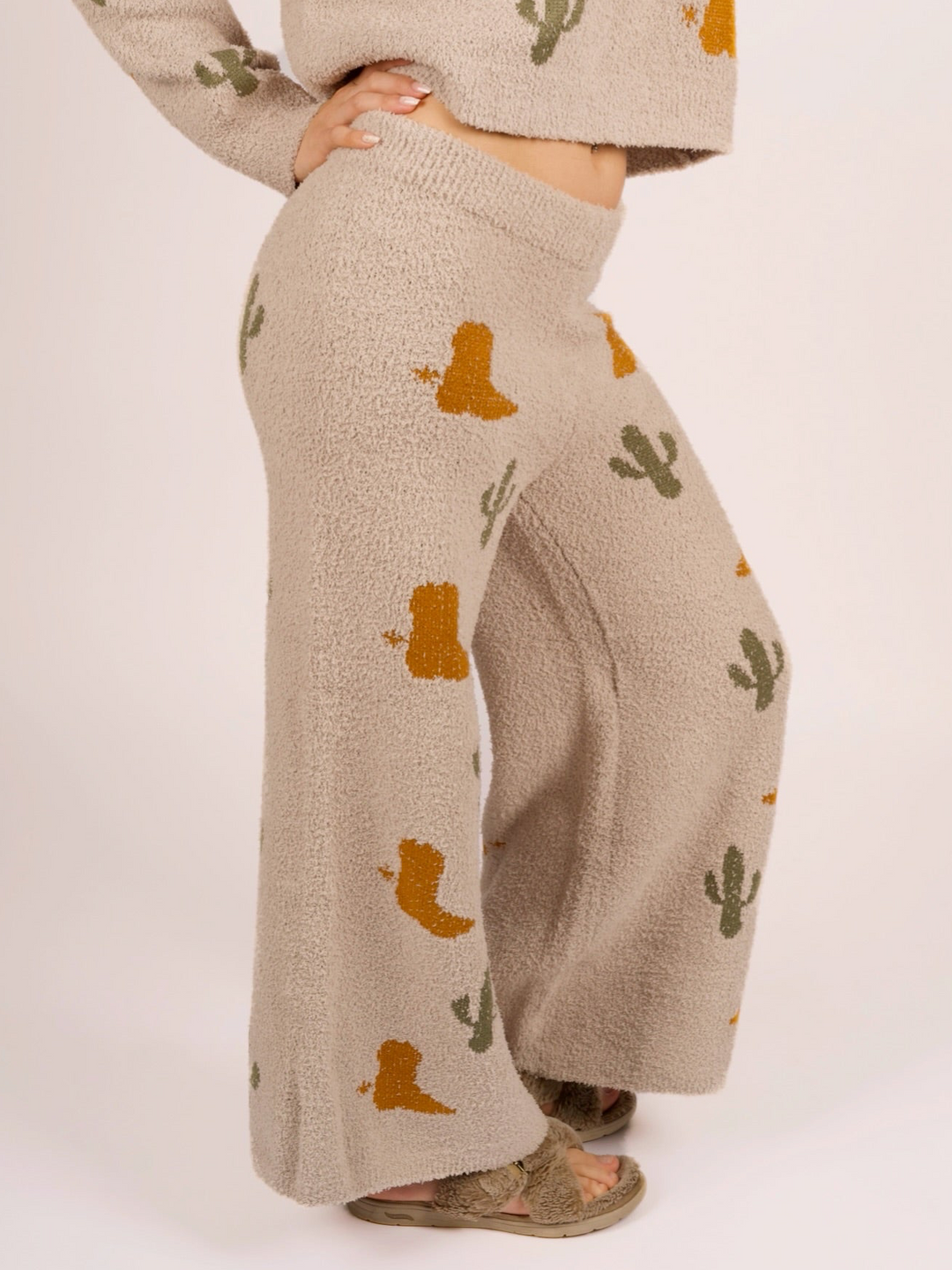 Southwest Cactus Western Knit Loungewear Set for Women