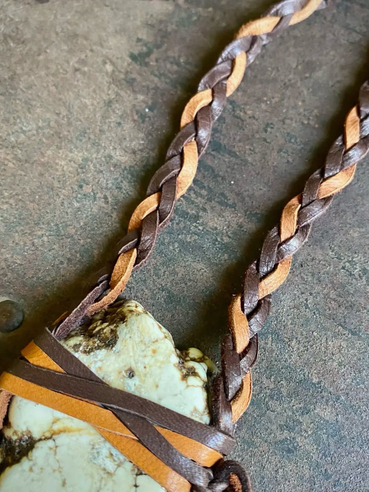 Gypsy Soul Deerskin Leather w/ White Howlite Stone Necklace